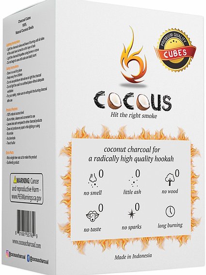 Cocous Natural Coco Shell Hookah Charcoal -72 Pieces Cubes